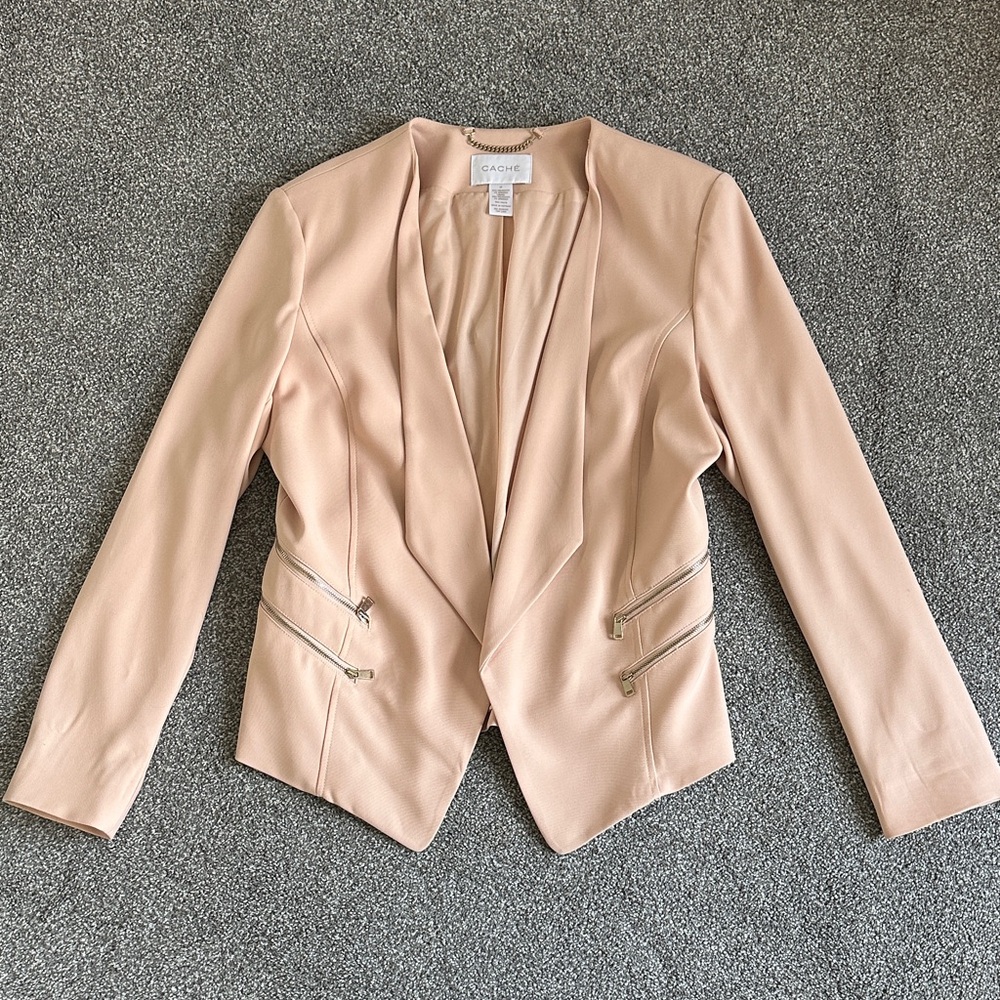 Cache Blush Pink Blazer with Zipper Details
